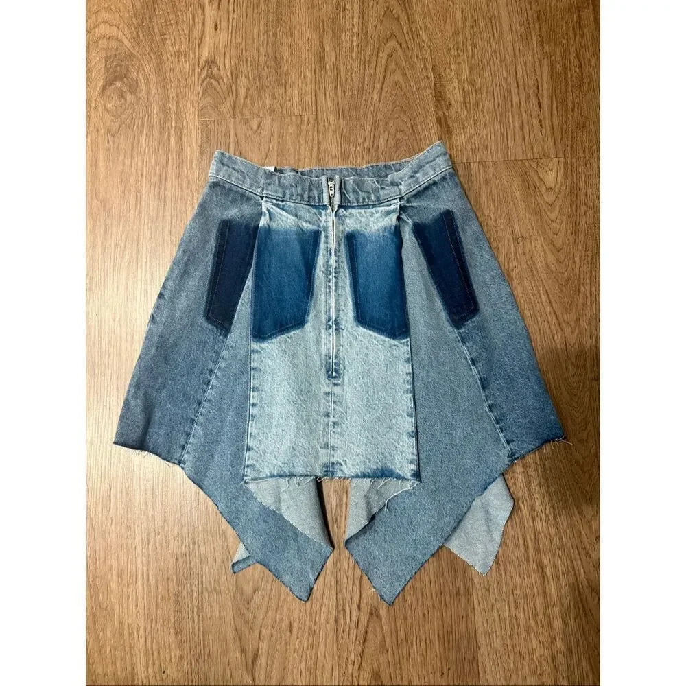 Free People - We The Free Wild River Handkerchief Skirt in Blue Denim Size 26 -S - Picture 5 of 7